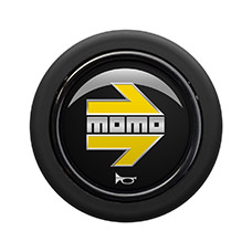 Bouton de klaxon MOMO Glossy Black Yellow Chromed logo