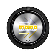 Bouton de klaxon MOMO Shiny Silver Yellow logo
