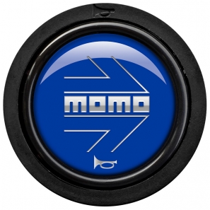 Bouton de klaxon MOMO Glossy Blue Chromed logo